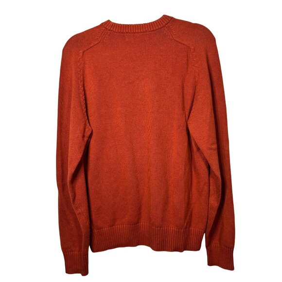 J. Crew Mens Rust Orange Crewneck Sweater Cotton Blend Ribbed Hem Long Sleeve M - Picture 2 of 6